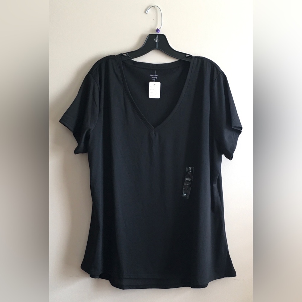 Black V-Neck Women's Top